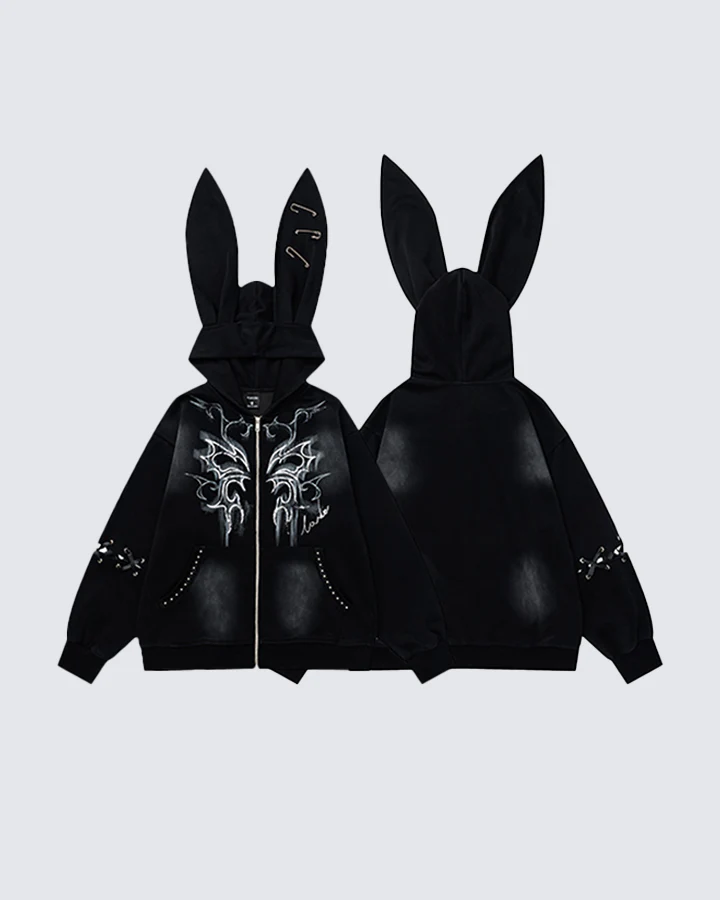 Gothic Bunny Ear Hoodie - Image 2