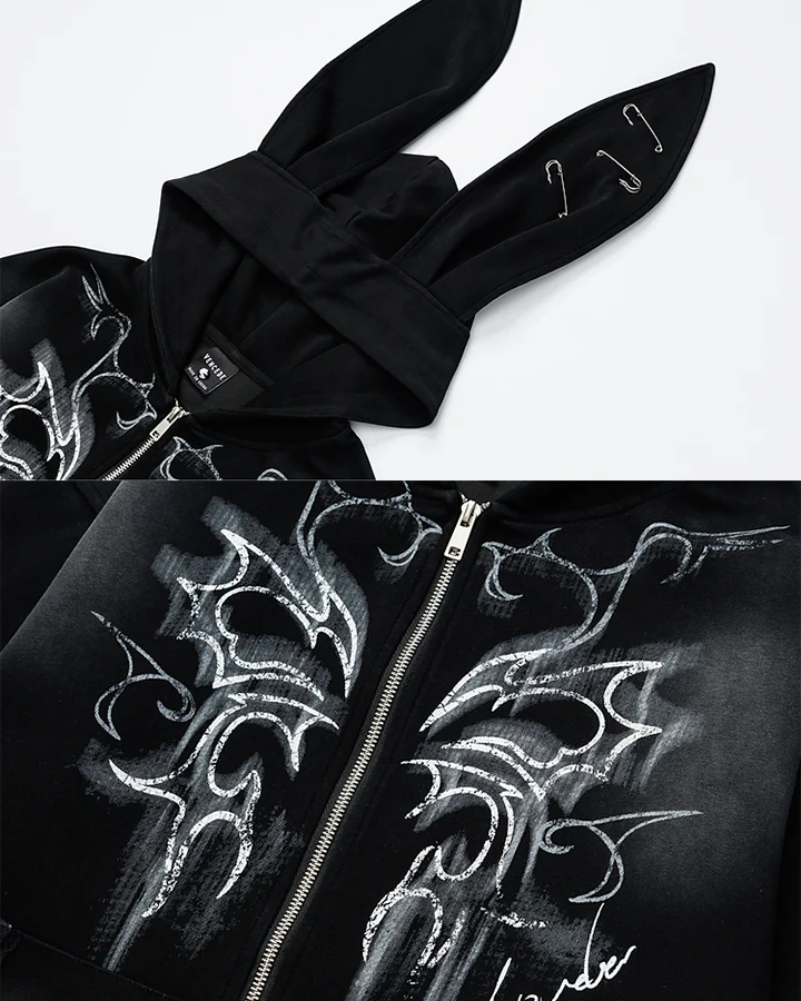 Gothic Bunny Ear Hoodie - Image 4
