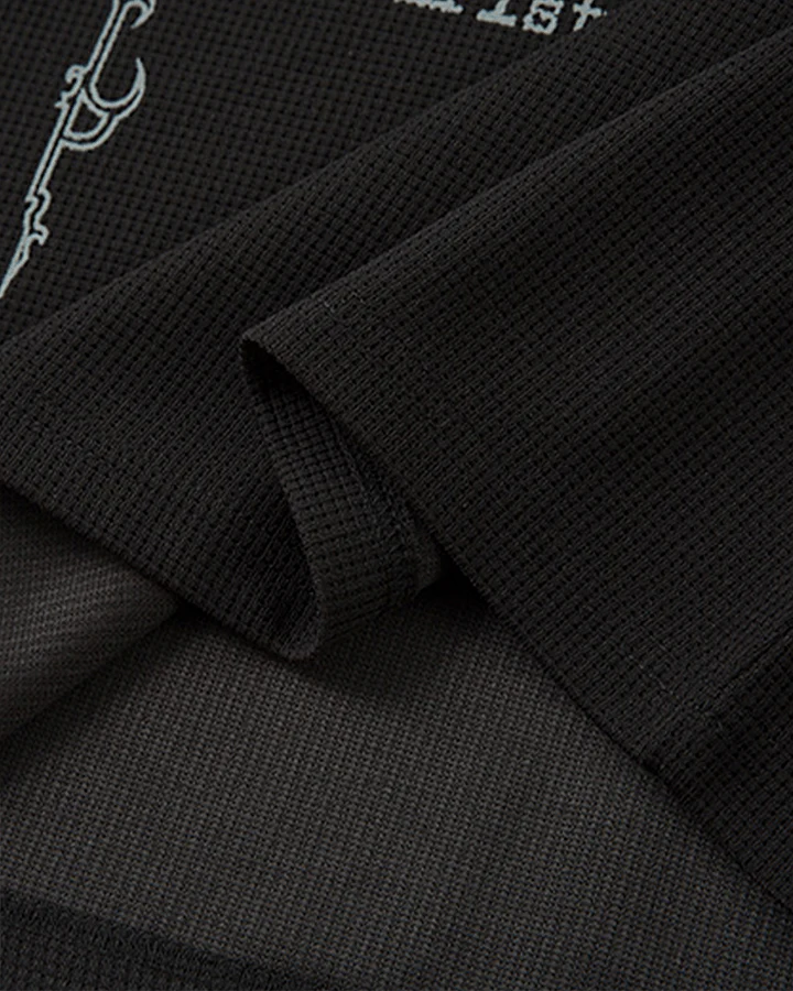 Gothic Double Sleeve Polo with Barbed Quote Print - Image 11