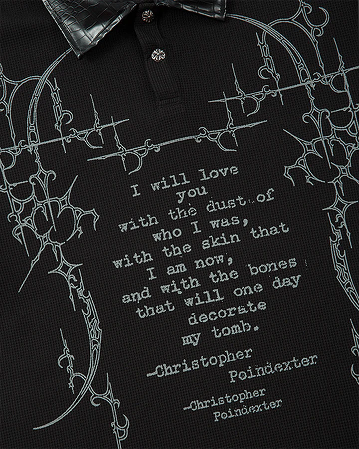 Gothic Double Sleeve Polo with Barbed Quote Print - Image 6