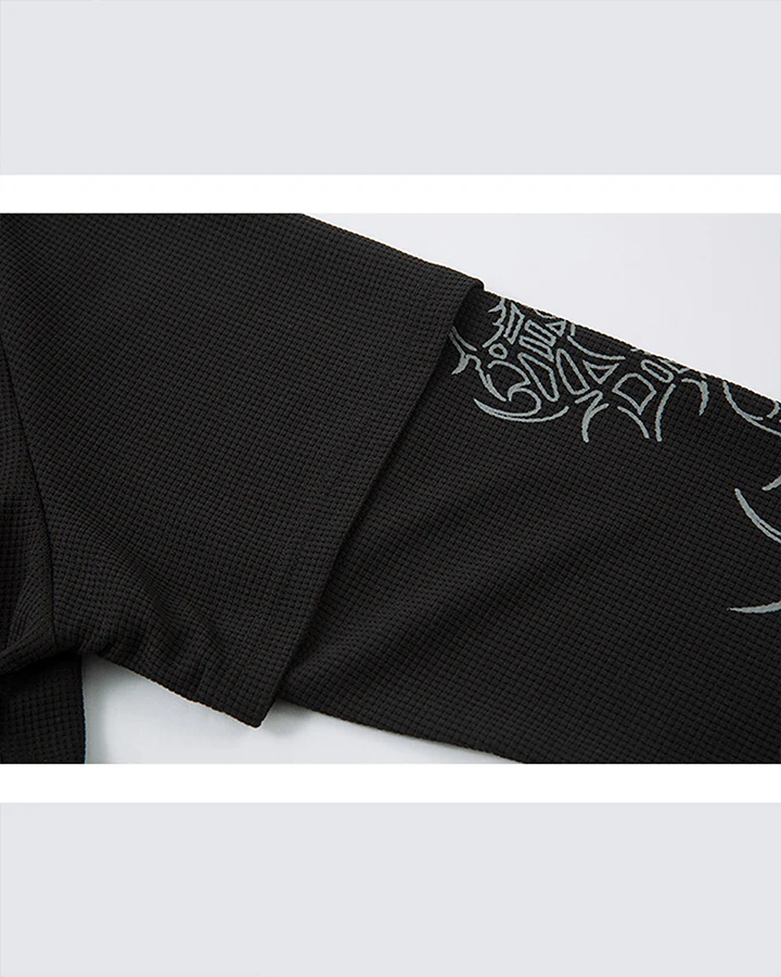Gothic Double Sleeve Polo with Barbed Quote Print - Image 9