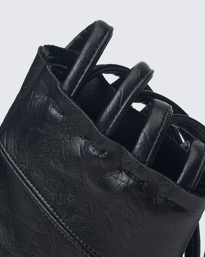 Gothic Punk Lace-Up Fingerless Faux Leather Gloves - Image 4