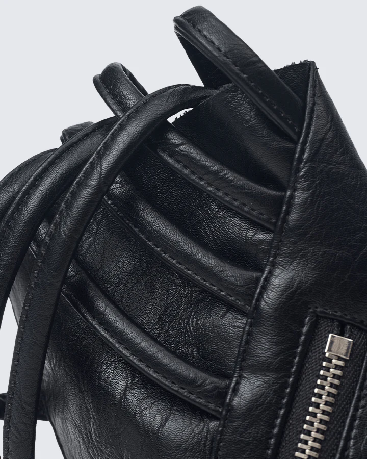 Gothic Punk Lace-Up Fingerless Faux Leather Gloves - Image 8