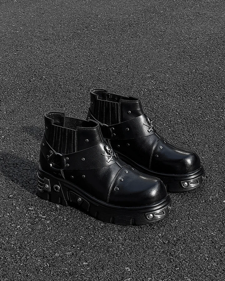 Gothic Punk Platform Ankle Boots - Image 2