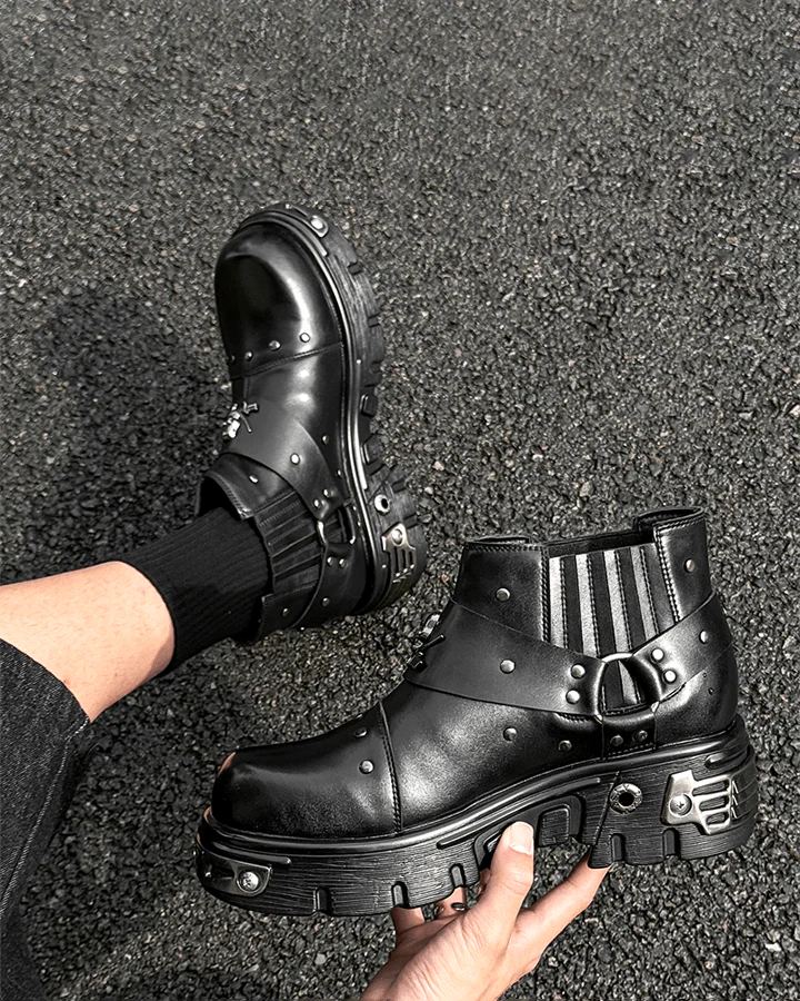 Gothic Punk Platform Ankle Boots - Image 3