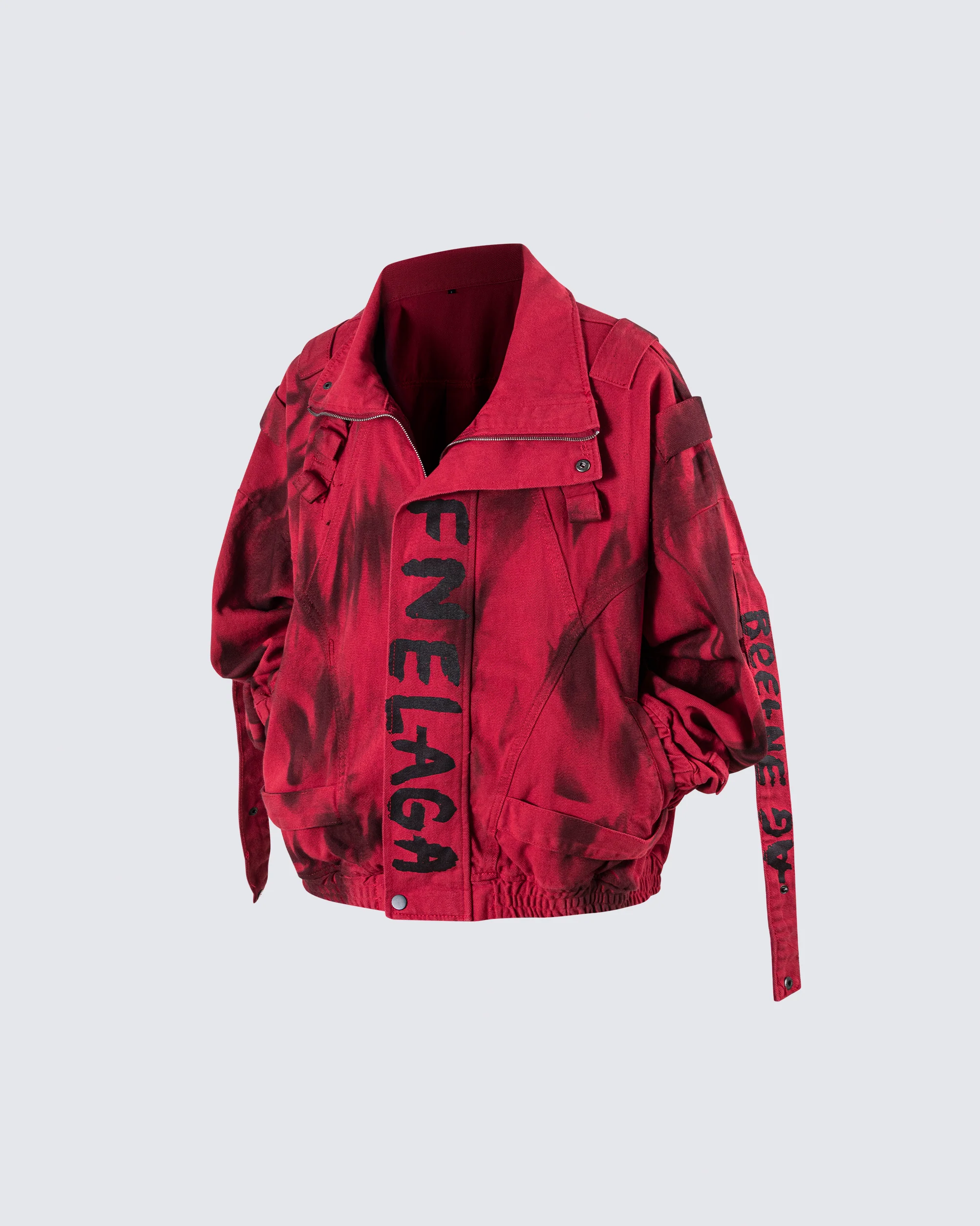 Graffiti Print Oversized Red Jacket - Image 5
