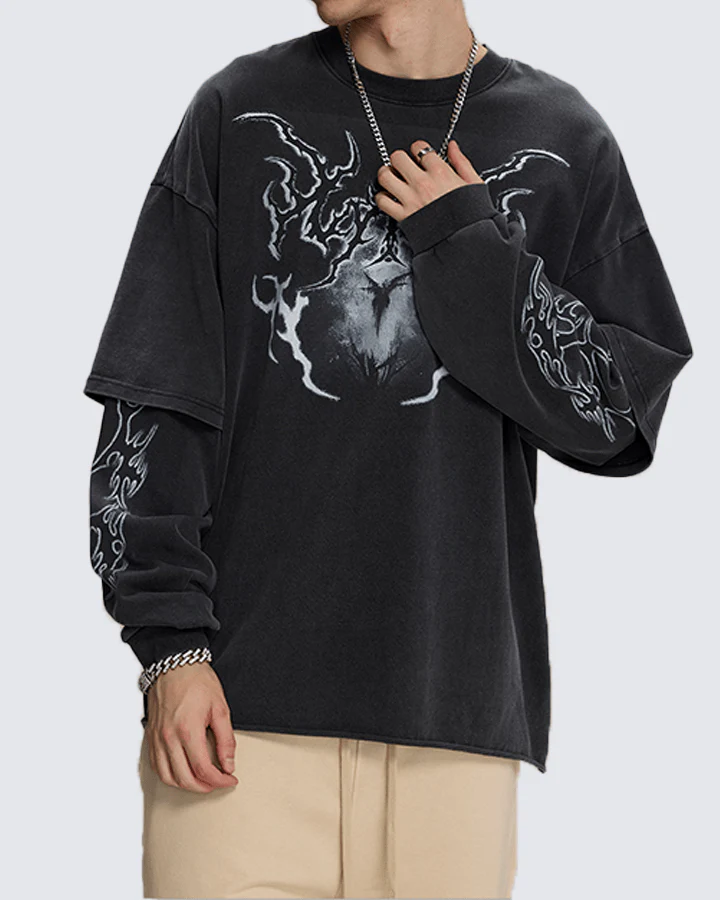 Graphic Oversized Long Sleeve T-shirt - Image 7