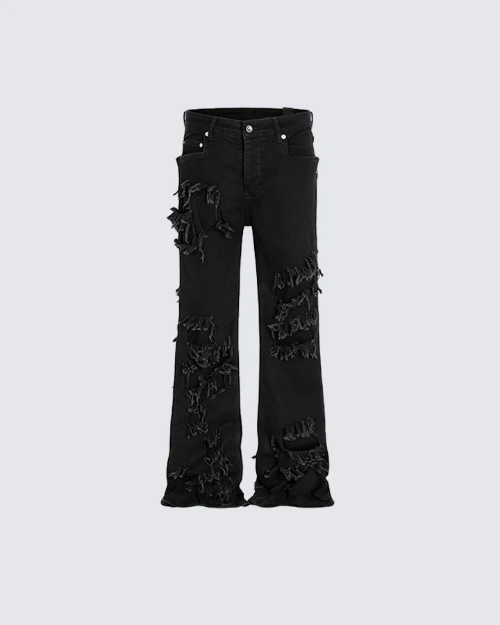 KIIKIO Grunge Black Distressed Jeans - Image 4