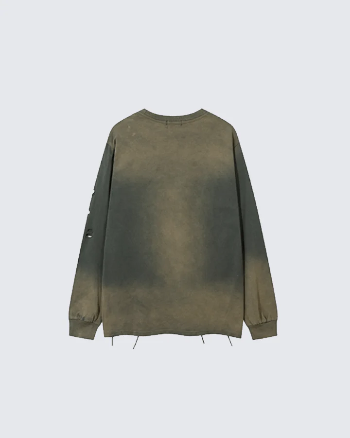 Grunge Distressed Print Oversized Long Sleeve T-Shirt - Image 4