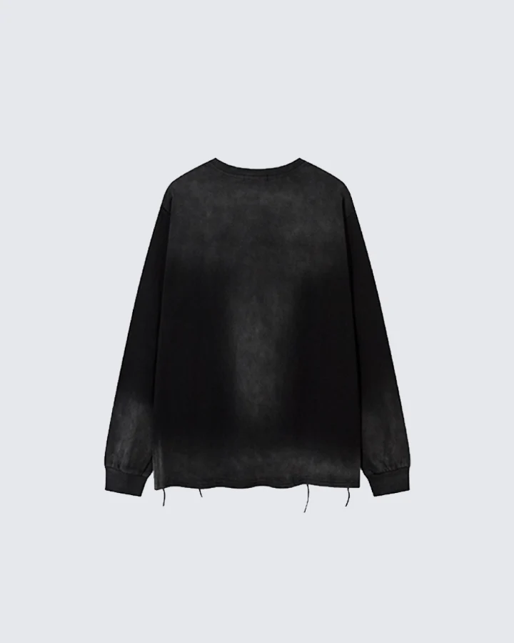 Grunge Distressed Print Oversized Long Sleeve T-Shirt - Image 5