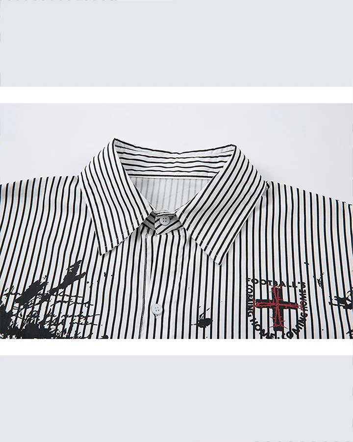 Gothic Graffiti Stripe Layered Shirt - Image 10