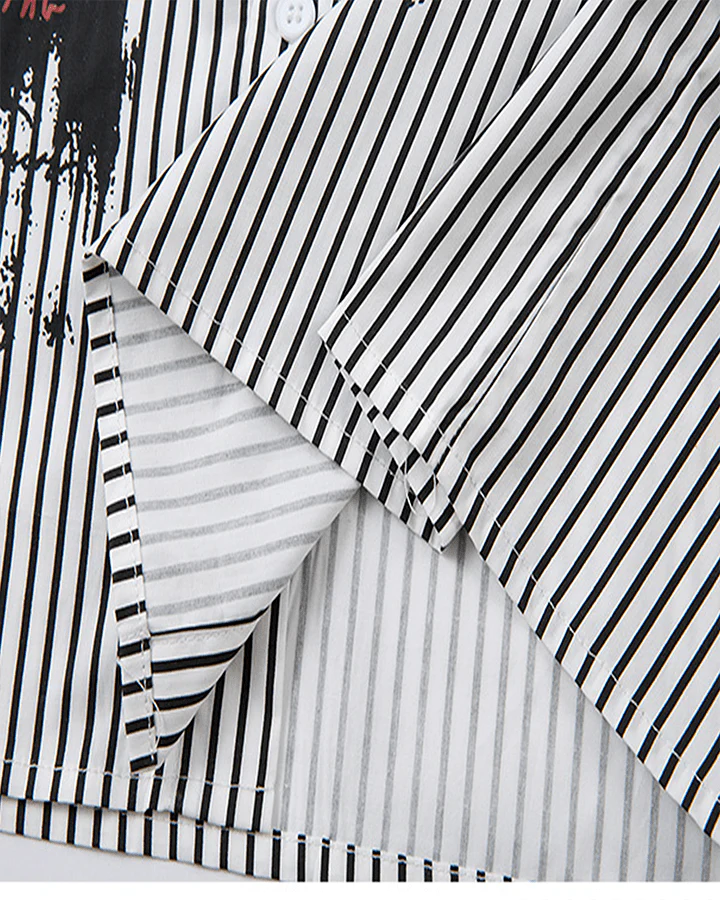 Gothic Graffiti Stripe Layered Shirt - Image 11