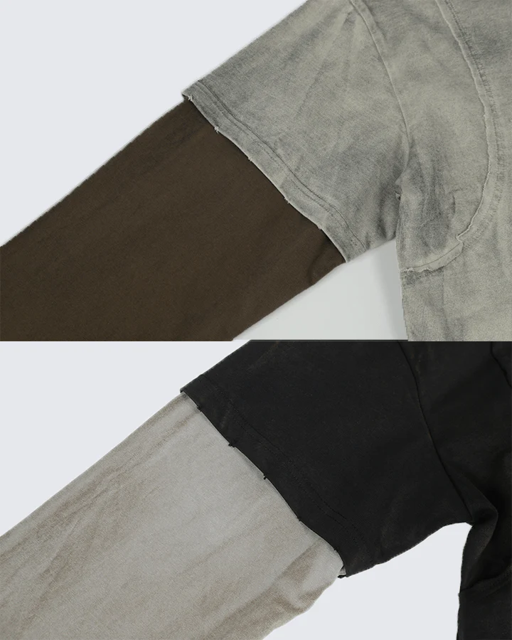 Layered Look Washed Long Sleeve Tee - Image 5
