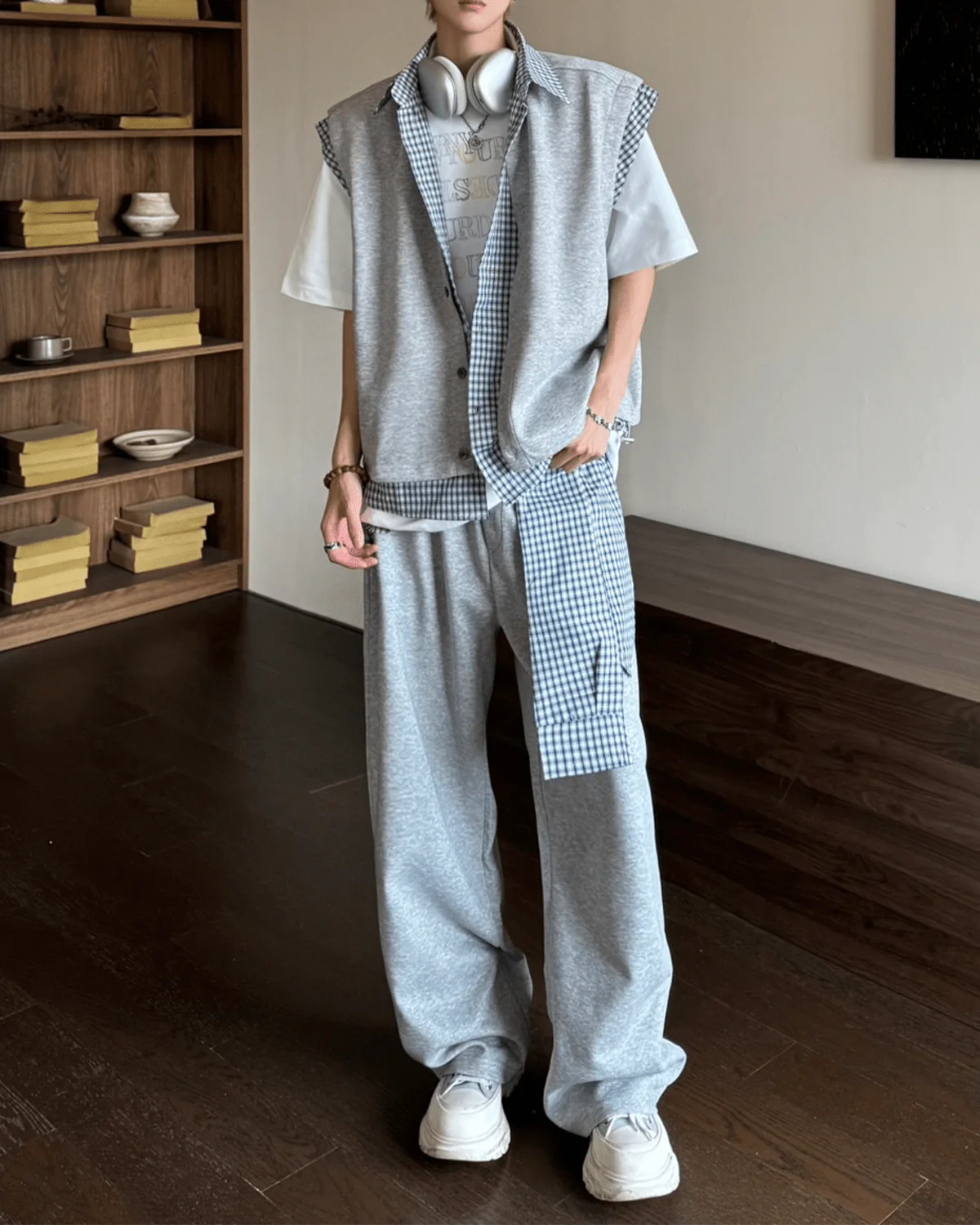 Layered Patchwork Vest Shirt - Image 4