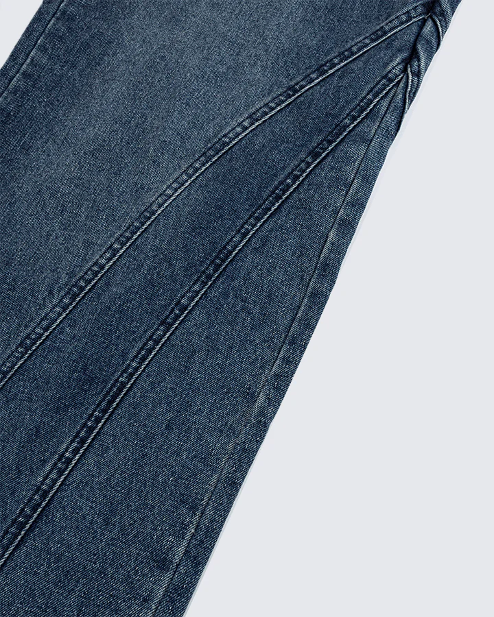 Leather Patch Pocket with Studded Detail Denim Pants - Image 10