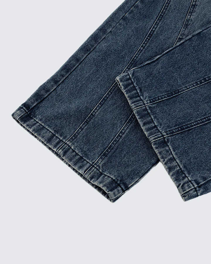 Leather Patch Pocket with Studded Detail Denim Pants - Image 11