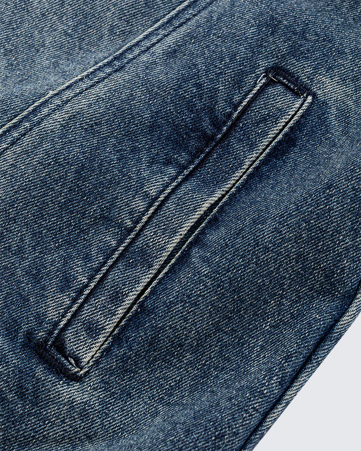 Leather Patch Studded Denim Vest - Image 8