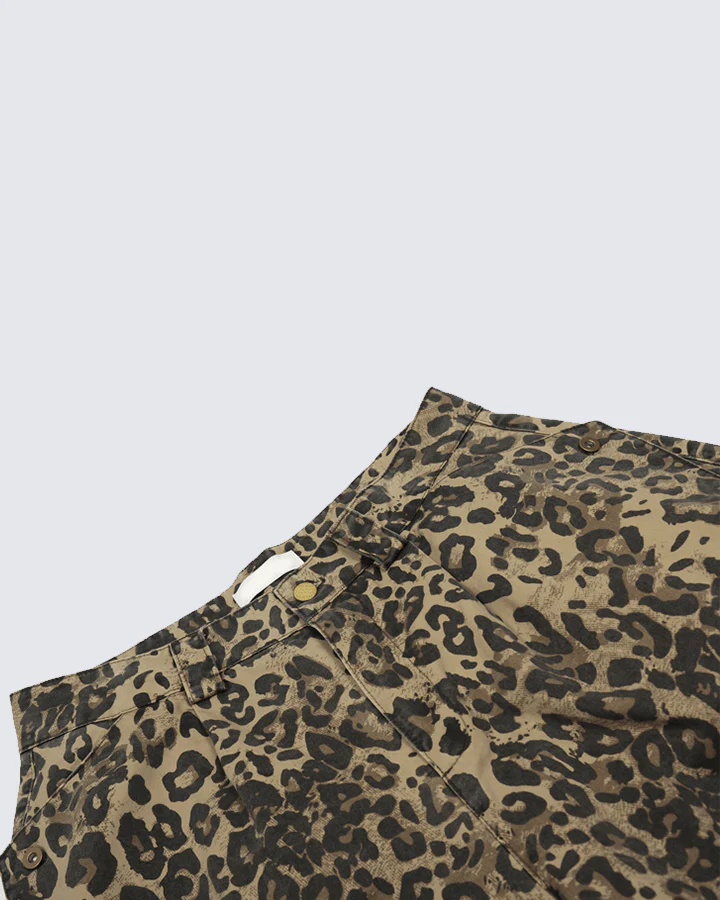 Leopard Print Utility Cargo Shorts - Image 4