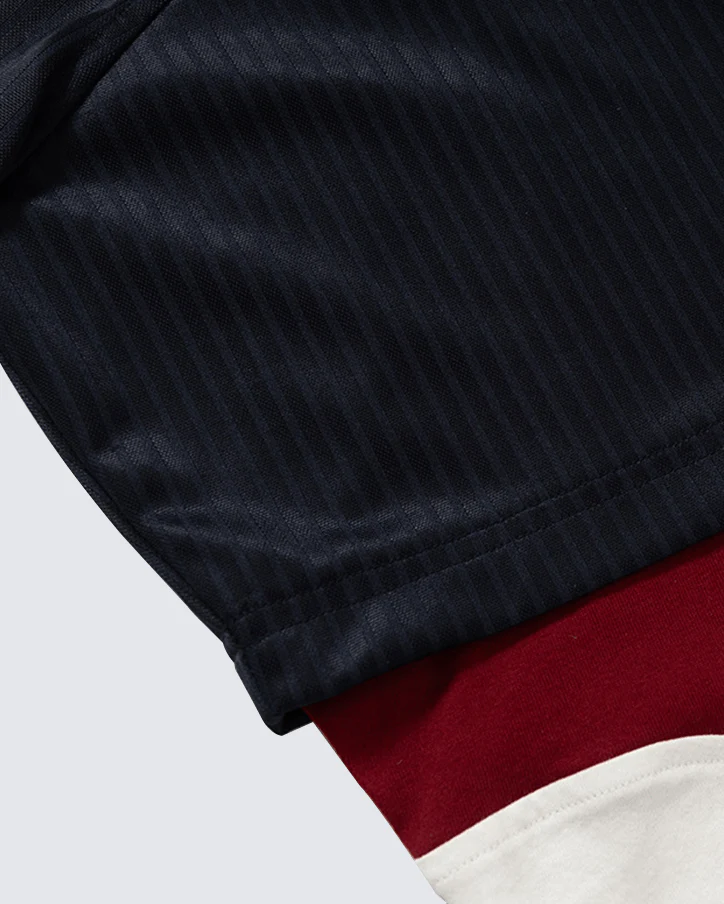 Colorblock Patchwork Polo Collar Long Sleeve T-Shirt - Image 9