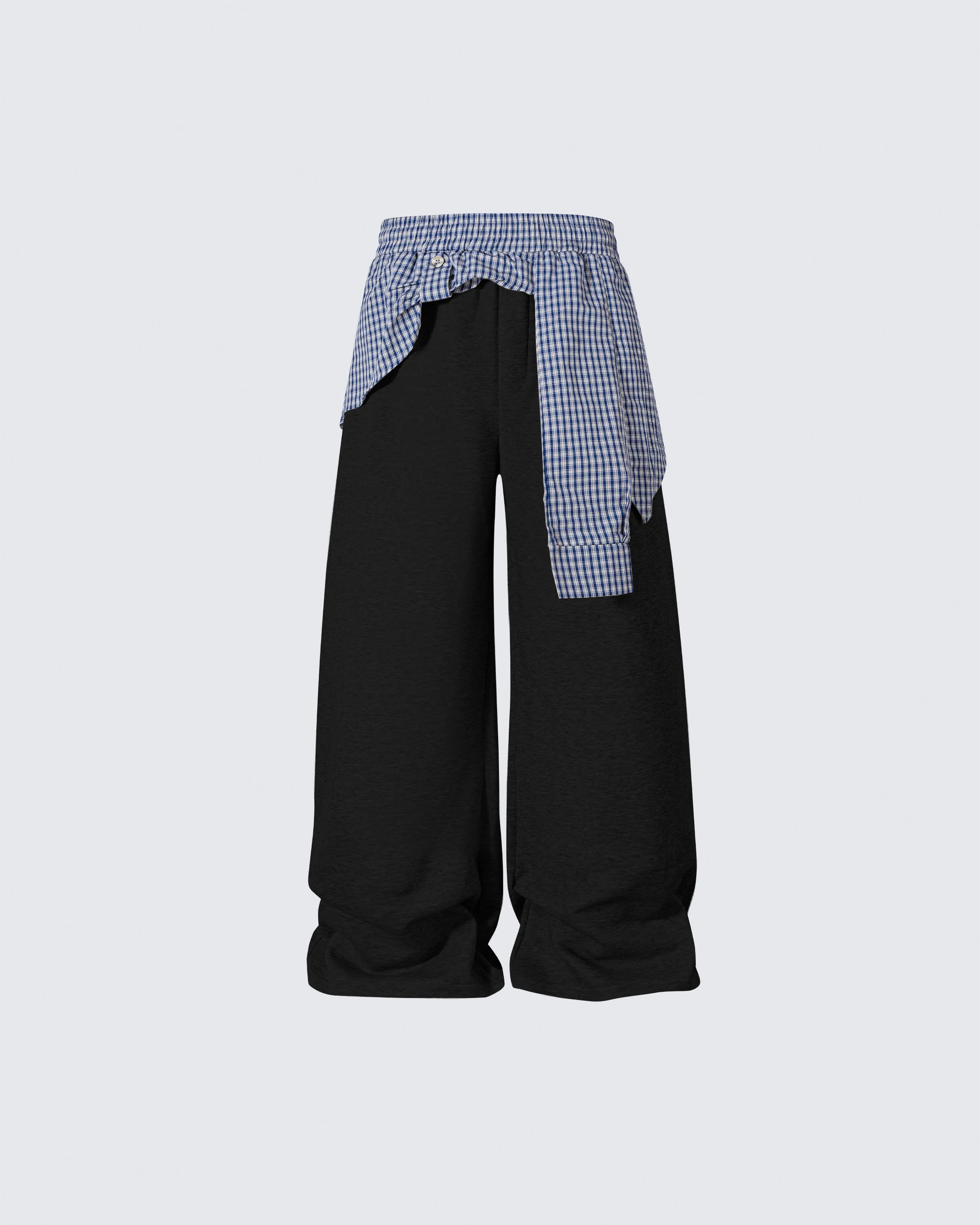 Plaid Shirt-Waist Wide-Leg Sweatpants - Image 2