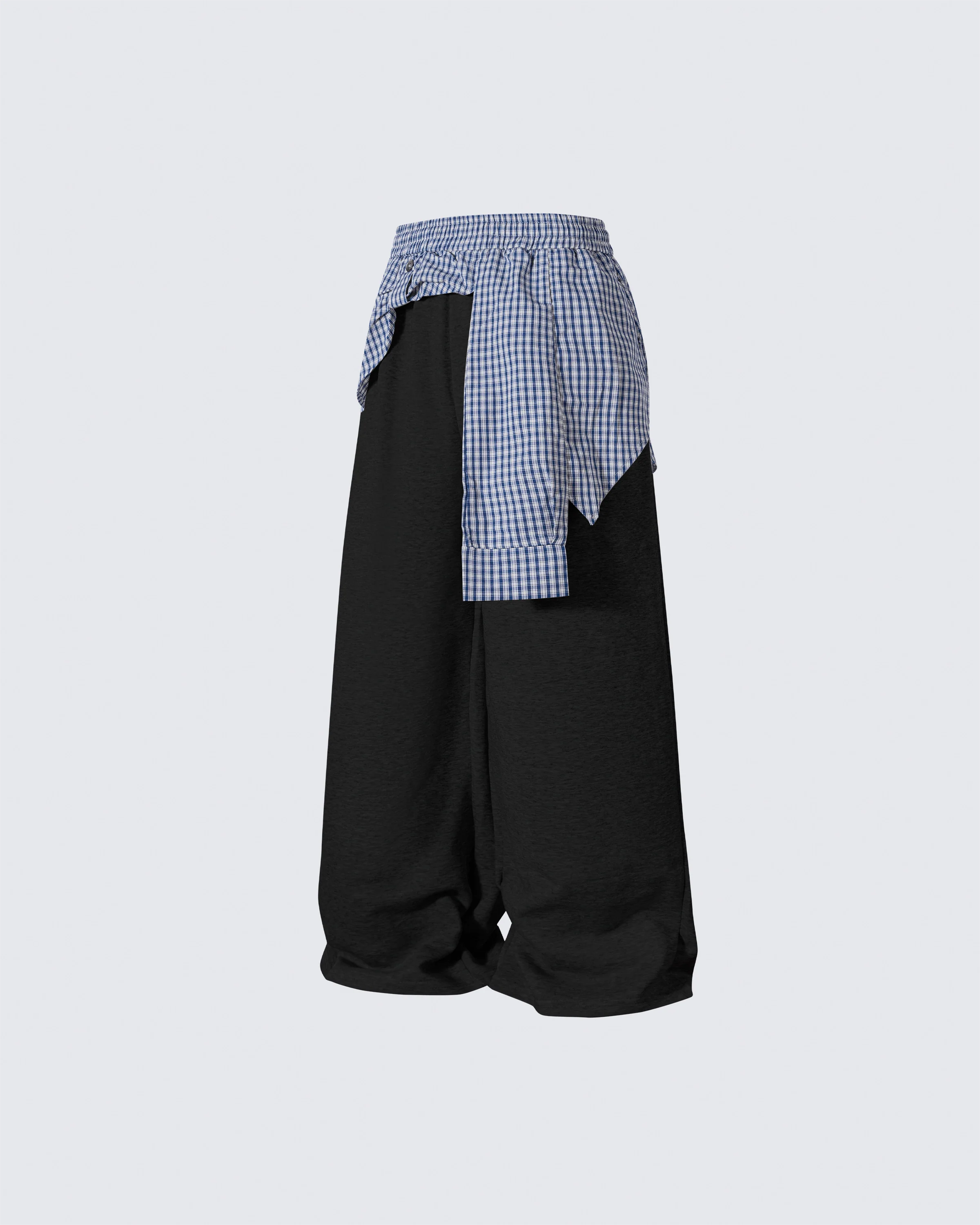Plaid Shirt-Waist Wide-Leg Sweatpants - Image 4