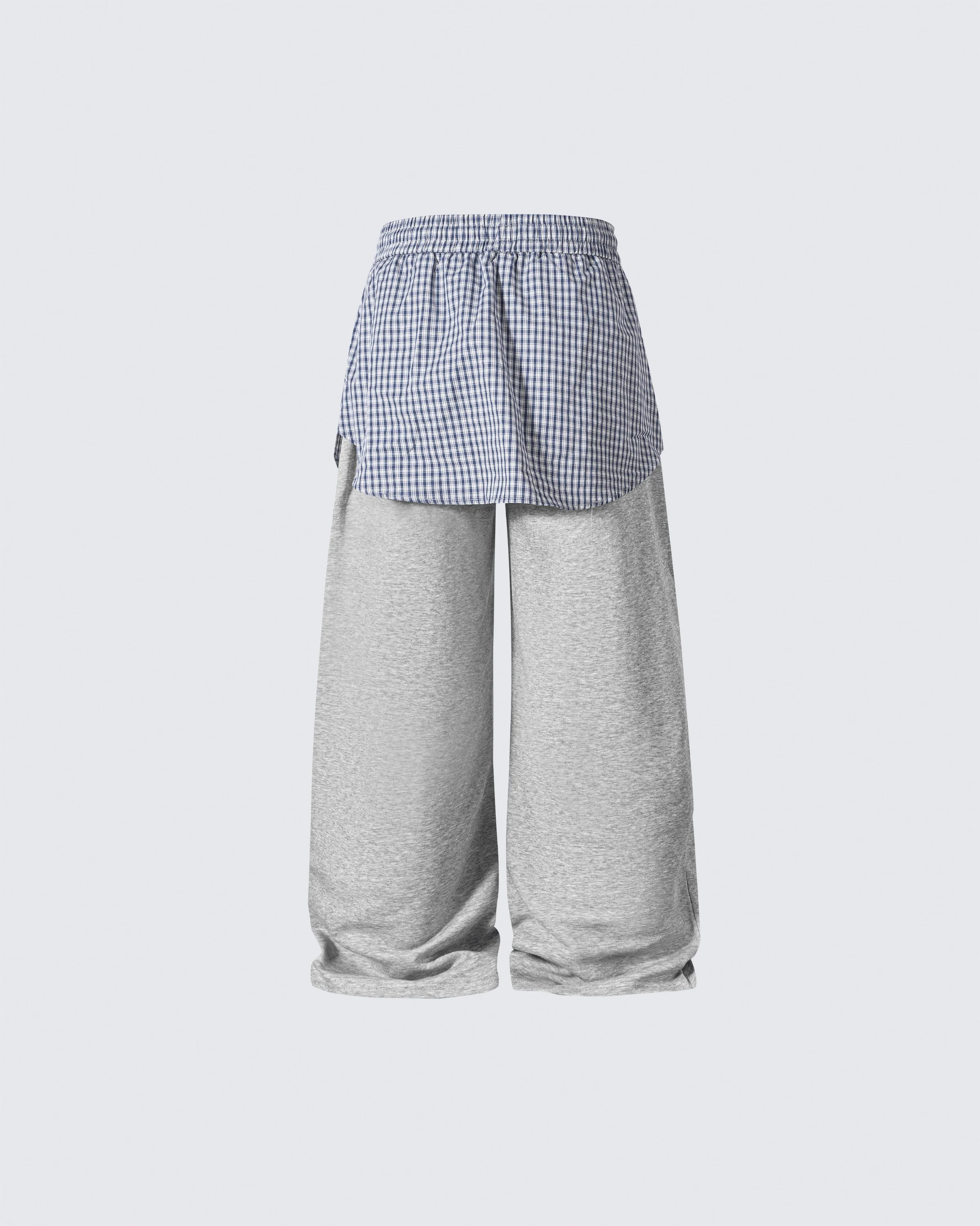 Plaid Shirt-Waist Wide-Leg Sweatpants - Image 5