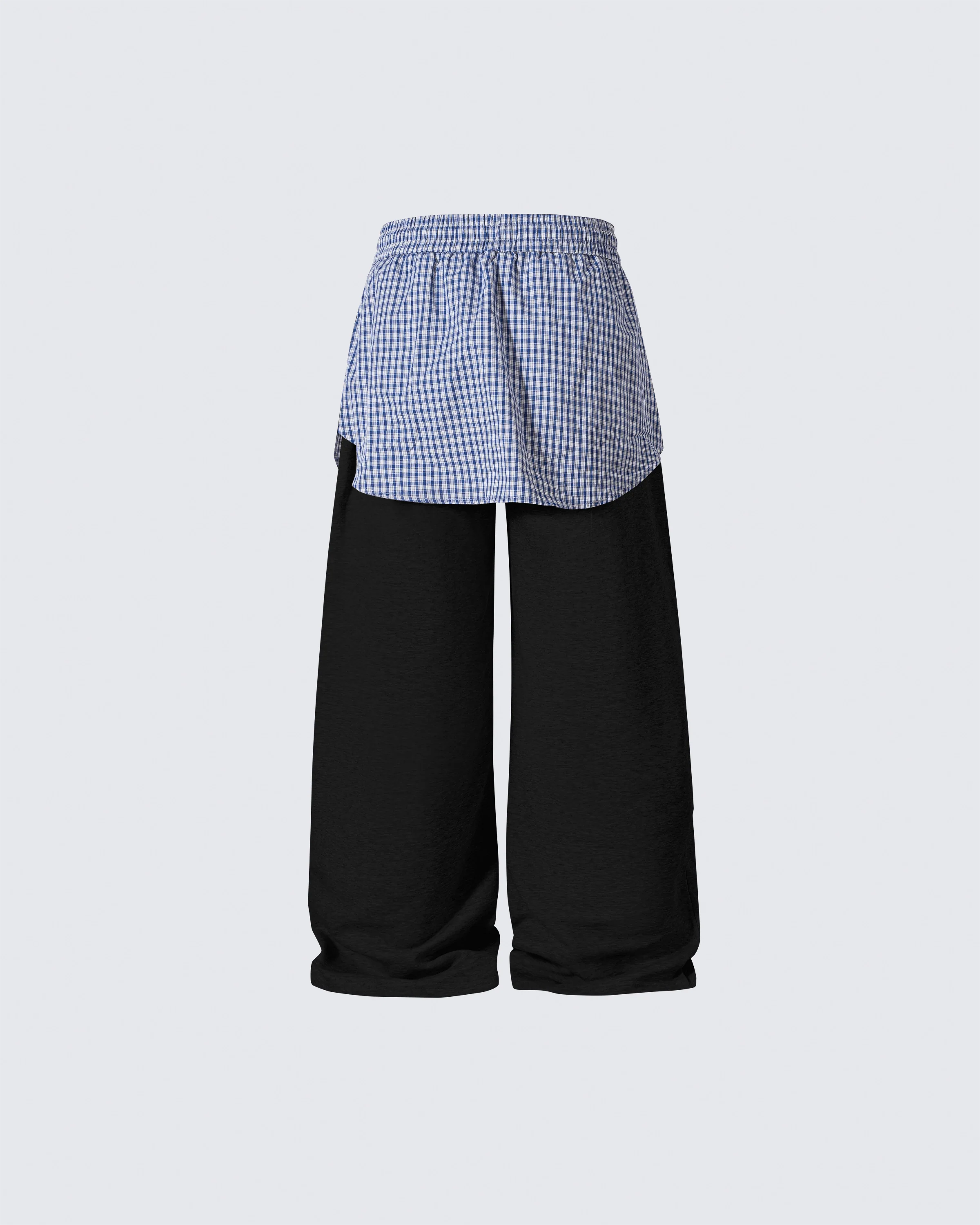 Plaid Shirt-Waist Wide-Leg Sweatpants - Image 6