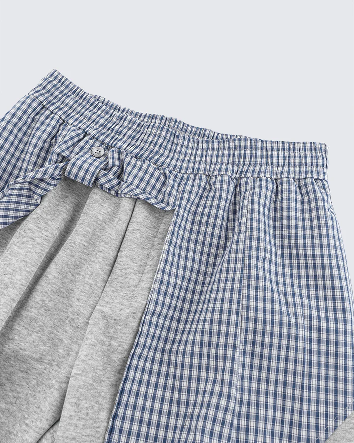 Plaid Shirt-Waist Wide-Leg Sweatpants - Image 7
