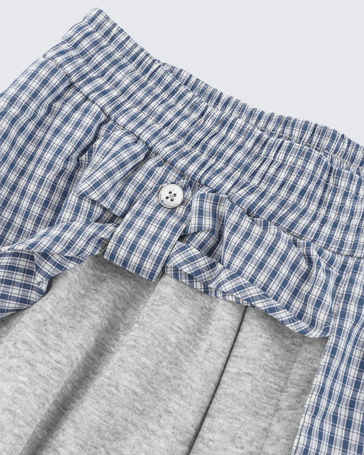 Plaid Shirt-Waist Wide-Leg Sweatpants - Image 9