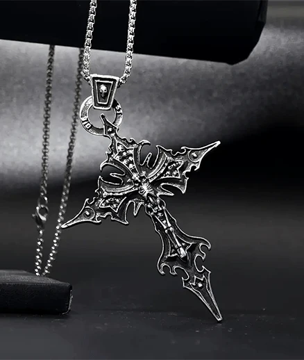 Punk Gothic Cross Pendant Necklace - Image 2