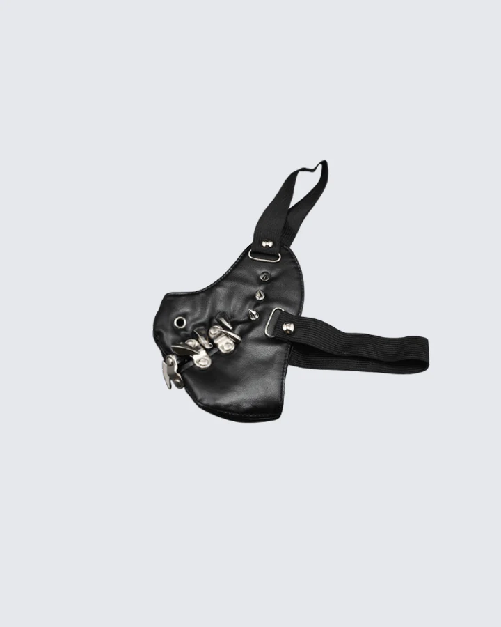 Punk Metal Rivet Leather Face Mask - Image 3