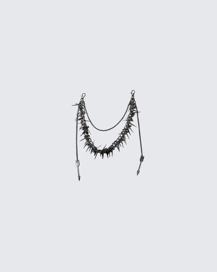 Punk Spike Layered Necklace – Gothic Arrow Pendant Chain - Image 2