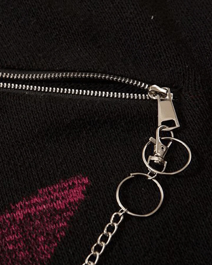 Punk Star Chain Distressed Knit Sweater - Image 7