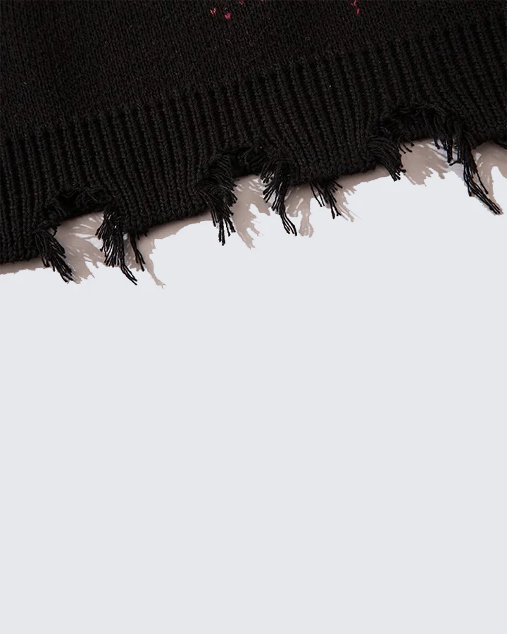Punk Star Chain Distressed Knit Sweater - Image 8