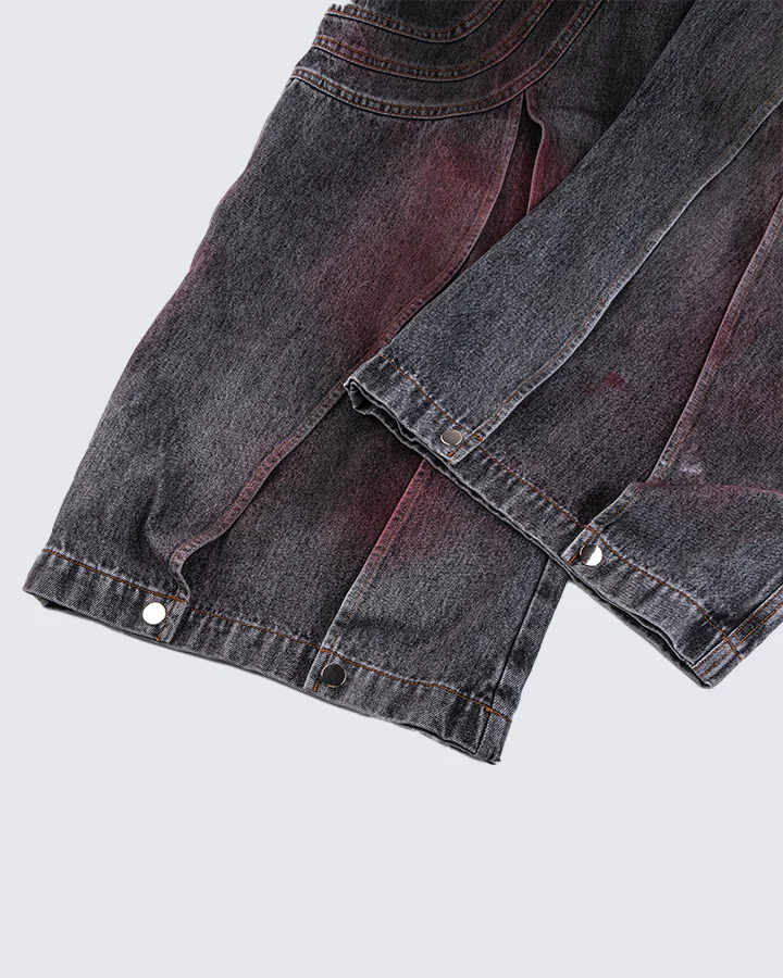 Red Fade 3D Panel Wide-Leg Denim Pants - Image 11