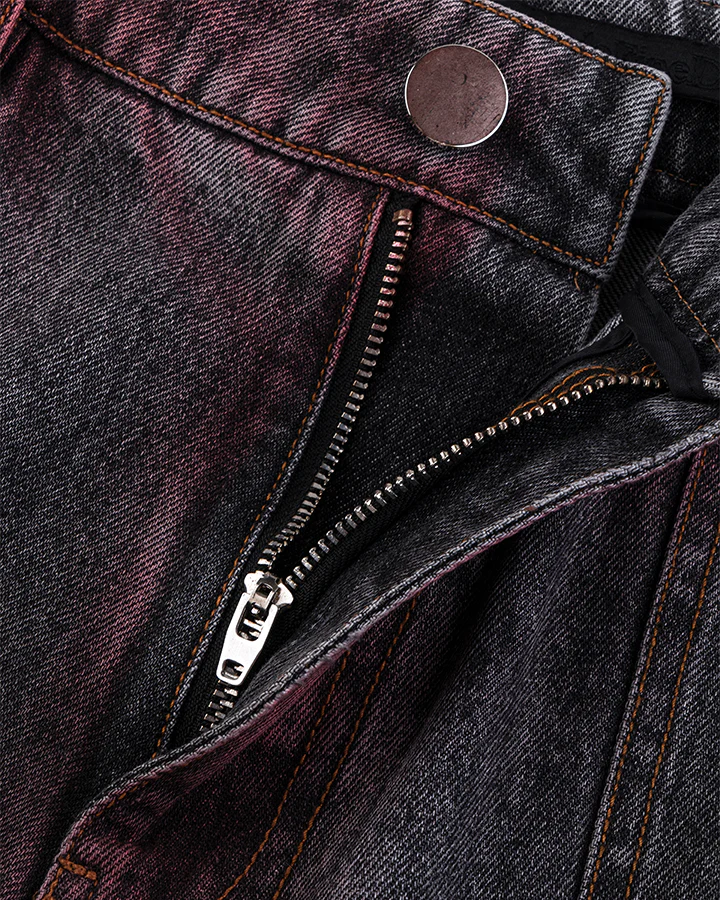 Red Fade 3D Panel Wide-Leg Denim Pants - Image 7