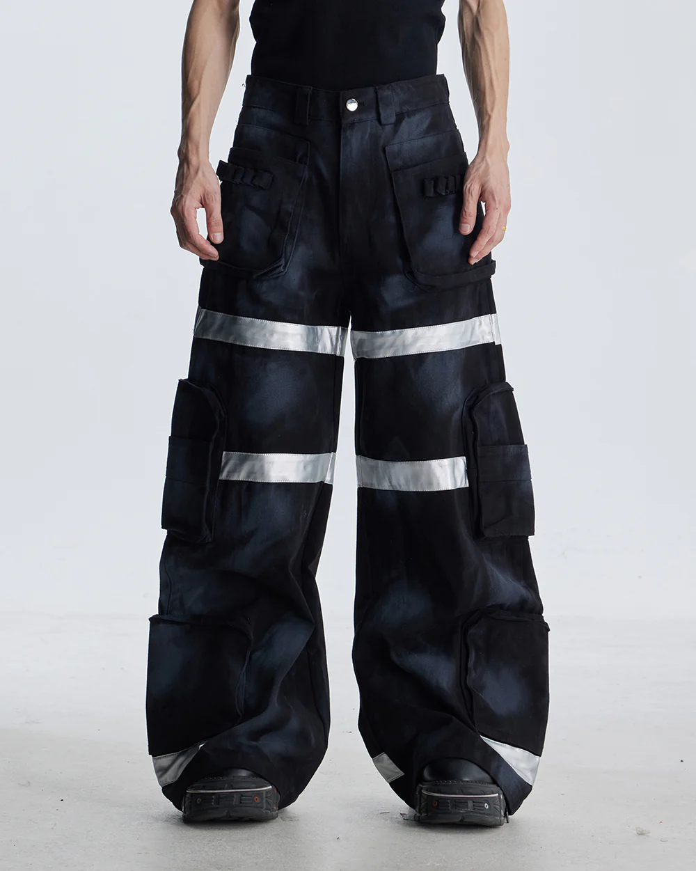Reflective Distressed Denim Pants - Image 2