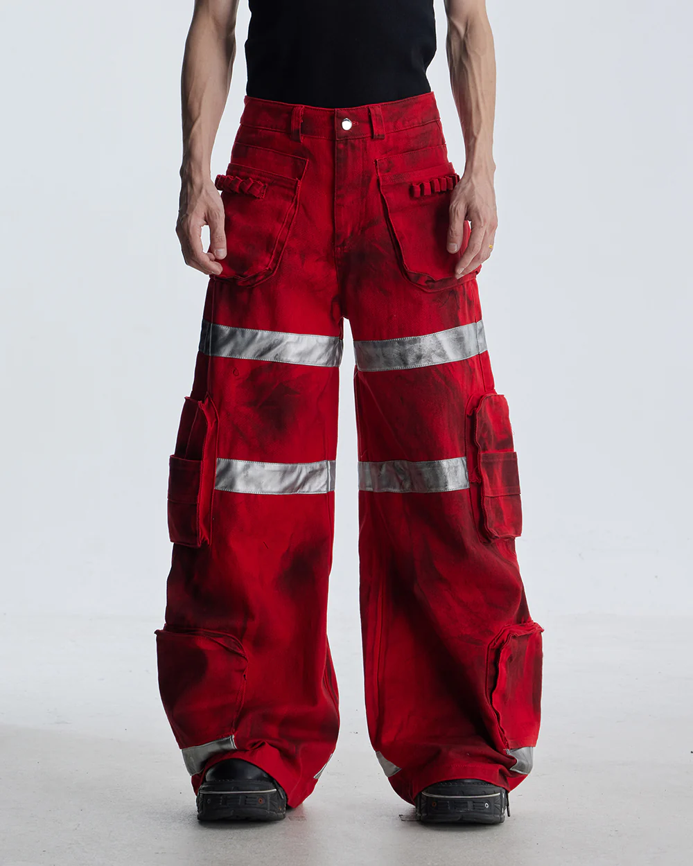Reflective Distressed Denim Pants - Image 6