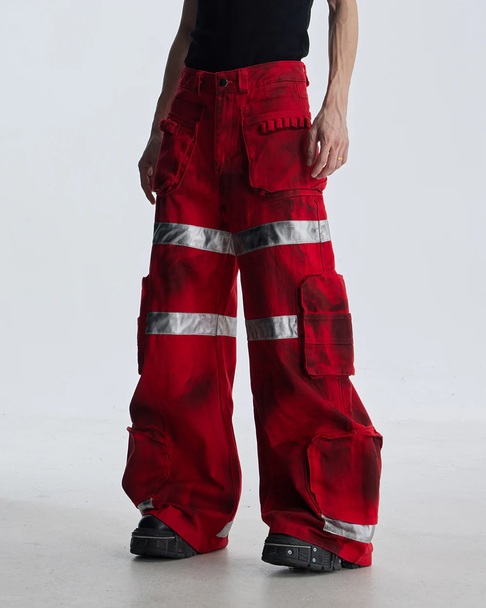Reflective Distressed Denim Pants - Image 7