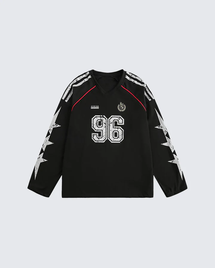 Vintage 96 Print Long Sleeve Streetwear Jersey - Image 10