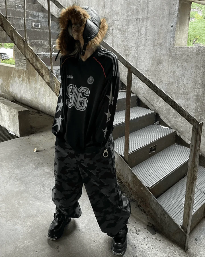 Vintage 96 Print Long Sleeve Streetwear Jersey - Image 8