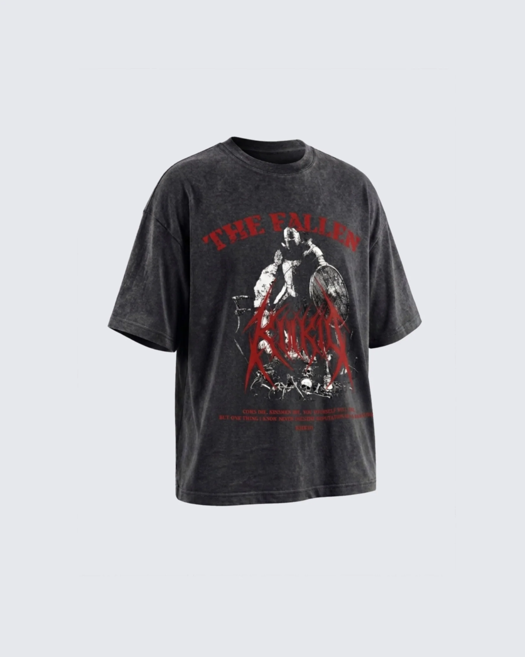 KIIKIO Retro Personality Washed Warrior Print Short-Sleeve T-Shirt - Image 2
