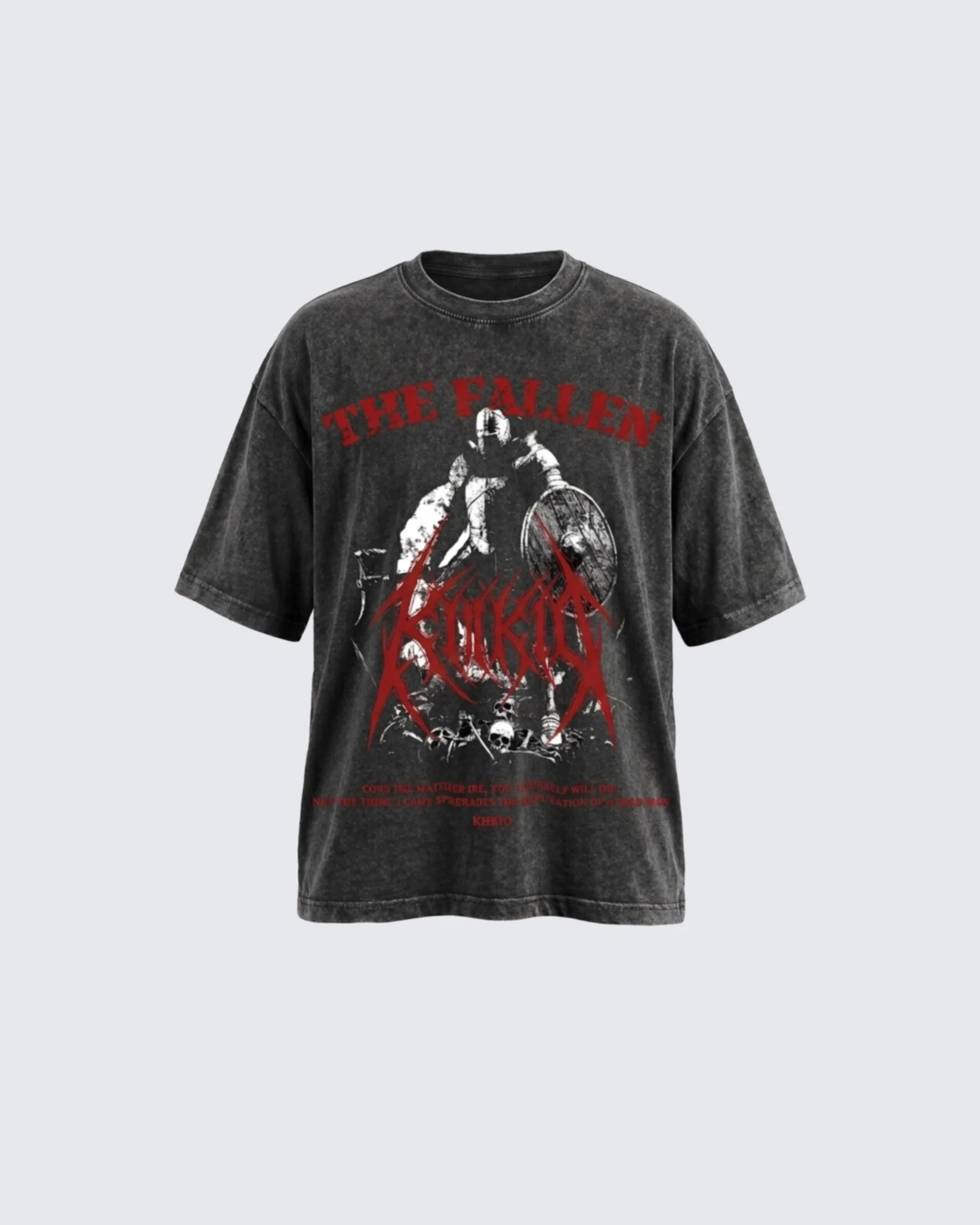 KIIKIO Retro Personality Washed Warrior Print Short-Sleeve T-Shirt - Image 4