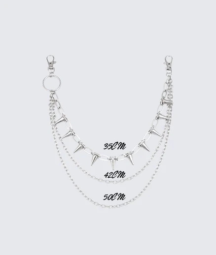 Silver Spiked Chain Belt Streetwear Accessory - Image 3