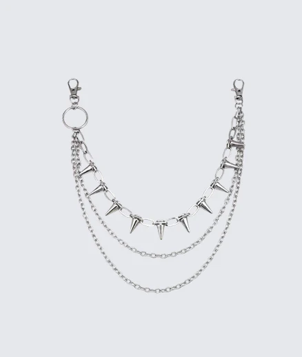 Silver Spiked Chain Belt Streetwear Accessory - Image 4