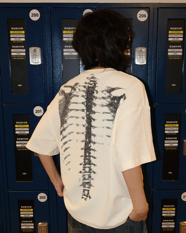 KIIKIO Skull Print Waffle T-Shirt - Image 2