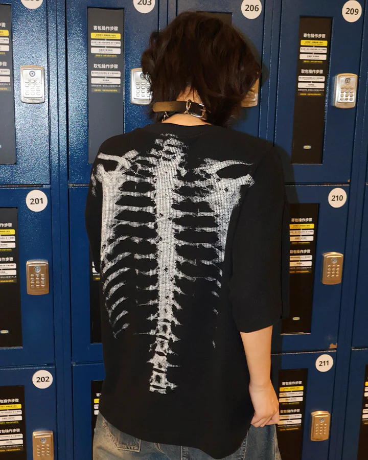 KIIKIO Skull Print Waffle T-Shirt - Image 6