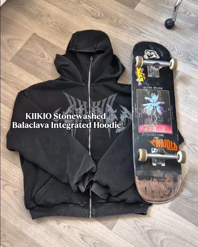 KIIKIO Stonewashed Balaclava Integrated Hoodie - Image 8