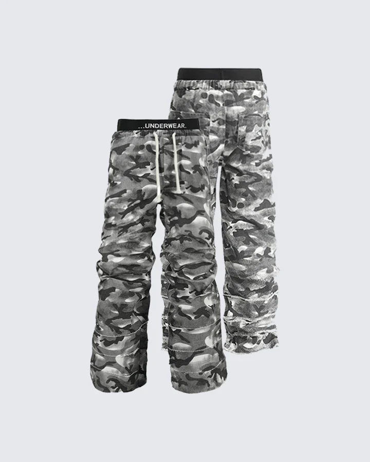 Stacked Camo Streetwear Drawstring Pants - Image 2