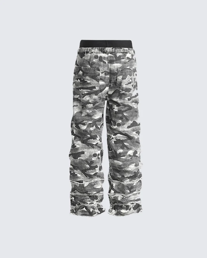 Stacked Camo Streetwear Drawstring Pants - Image 3
